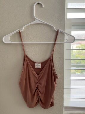 TILT Ribbed Ruched V-Neck Camisole - Mauve